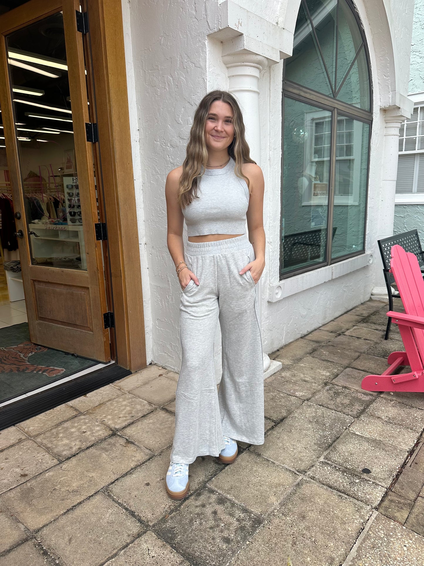 The Yuka pants Set in Heather Grey