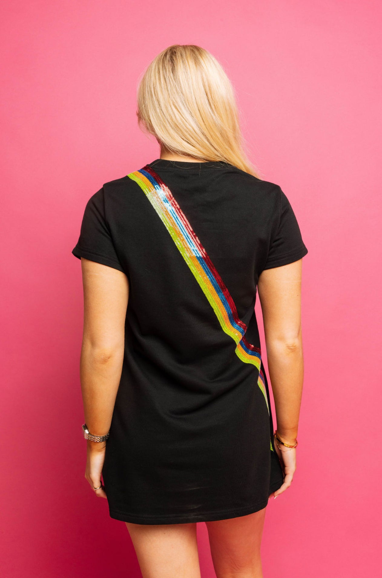 Queen of Sparkles Black guitar strap tee dress