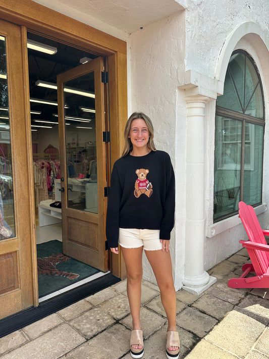 Teddy Bear Football sweater red and black
