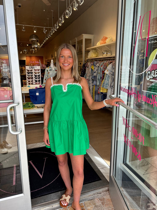 The Kalli Dress in Kelly green