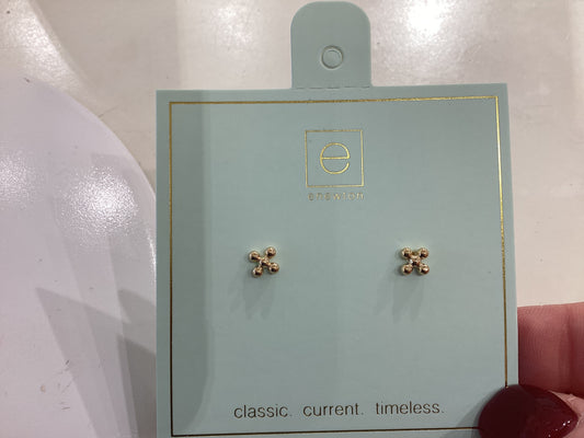 Enewton Classic beaded signature cross small stud 2mm gold