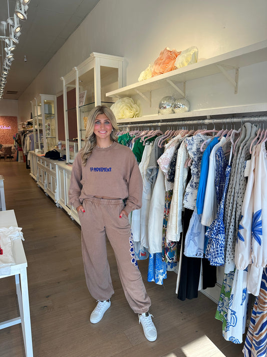 Free People ALL STAR PANT EMBROIDERED / TWIG COMBO