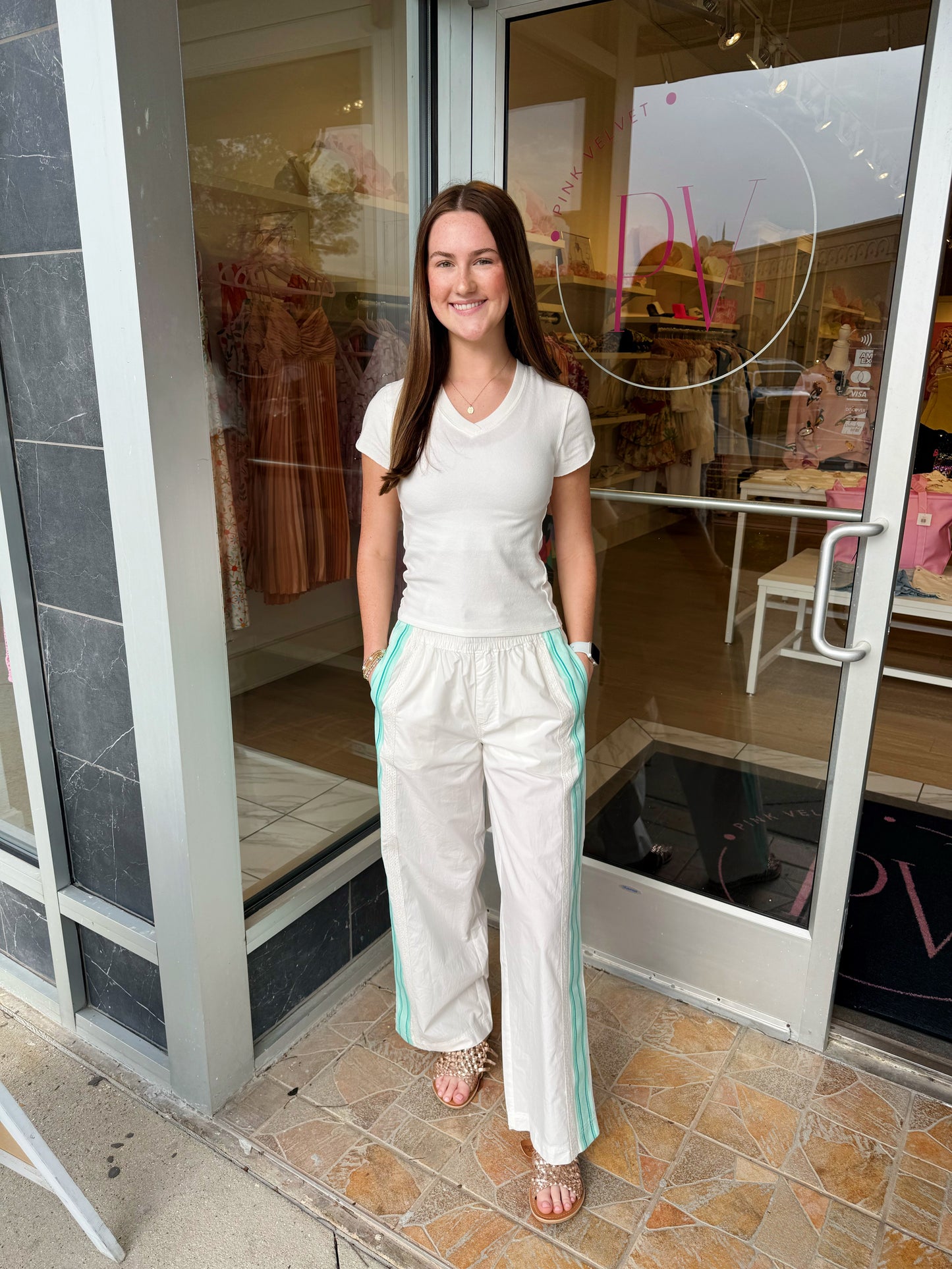 Free People team spirit pull on in bleached aqua combo