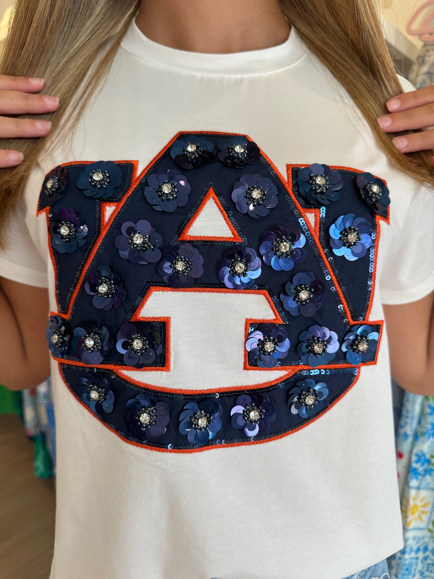 Queen of Sparkles Auburn Licensed AU sequin Flower tee