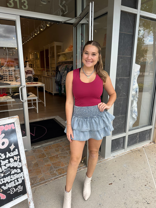 Scottie Denim Ruffle Skort