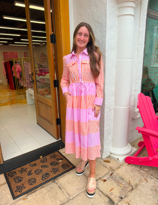 The Joplin Dress light pink stripe