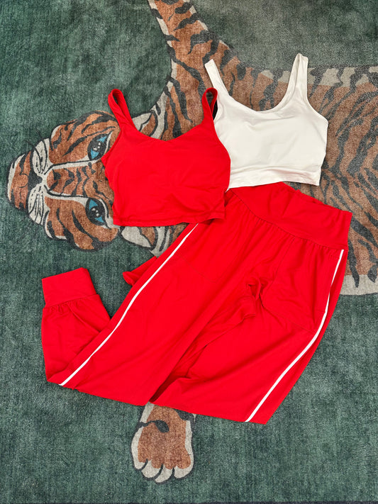 On The Go Joggers in true red