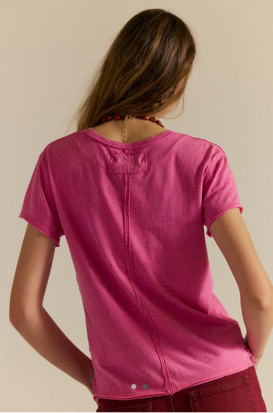 Free People Nova Tee in Hibiscus Pink