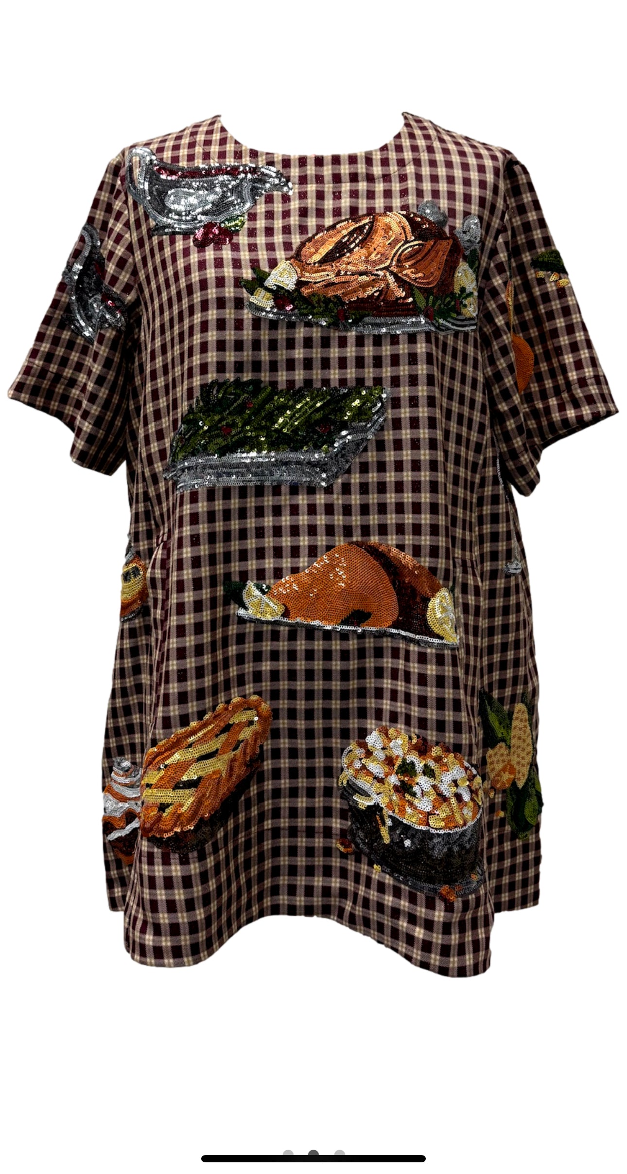 Queen Of Sparkles Maroon Queen of Turkey Short Sleeve Dress