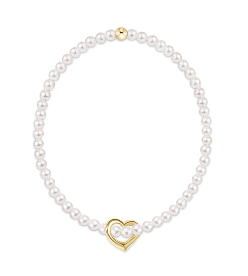 Enewton Egirl Classic Pearl 3mm Bracelet - Love Gold Charm