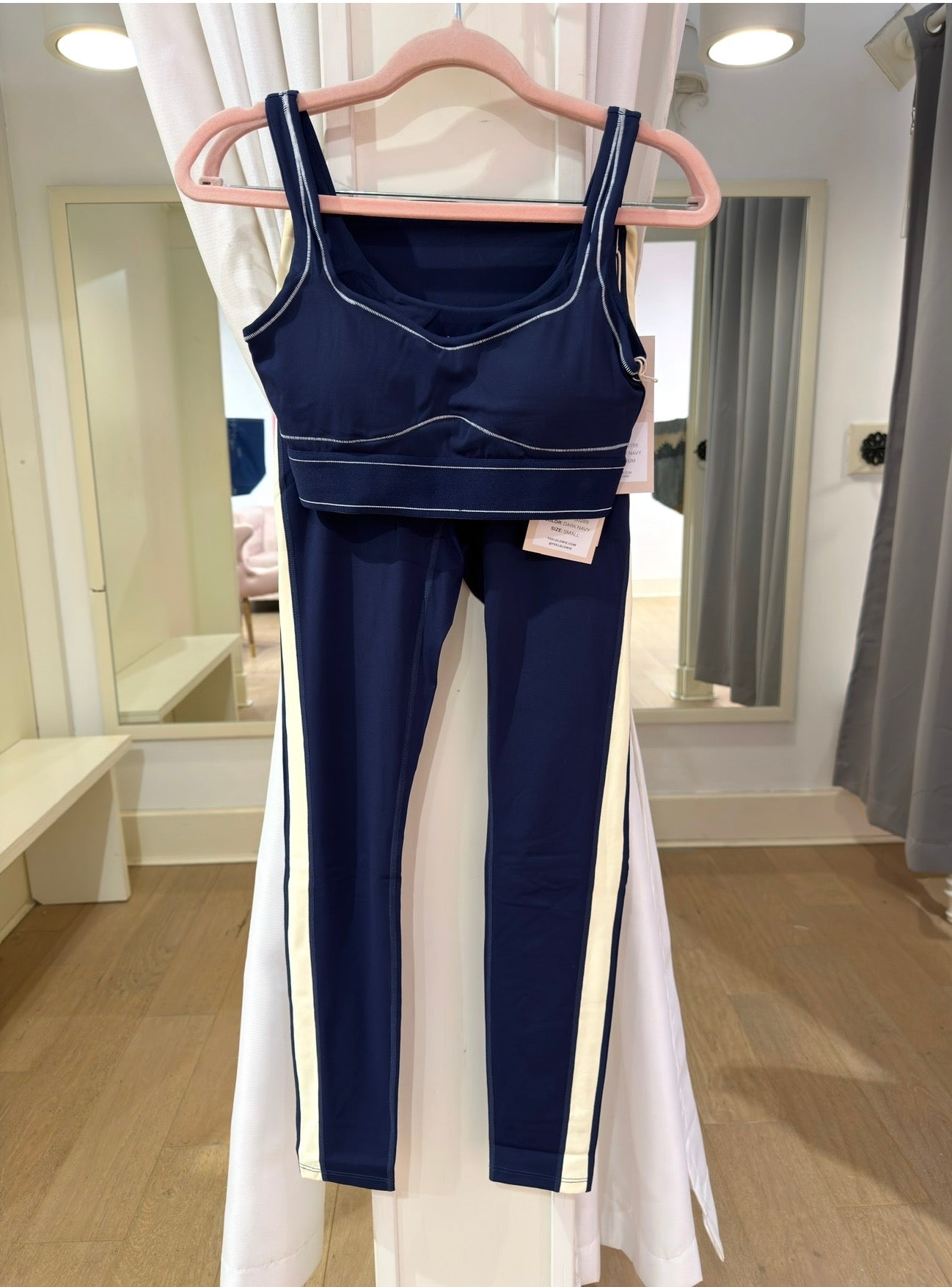 Brodie Dark Navy Contrast stitching sports bra/ top