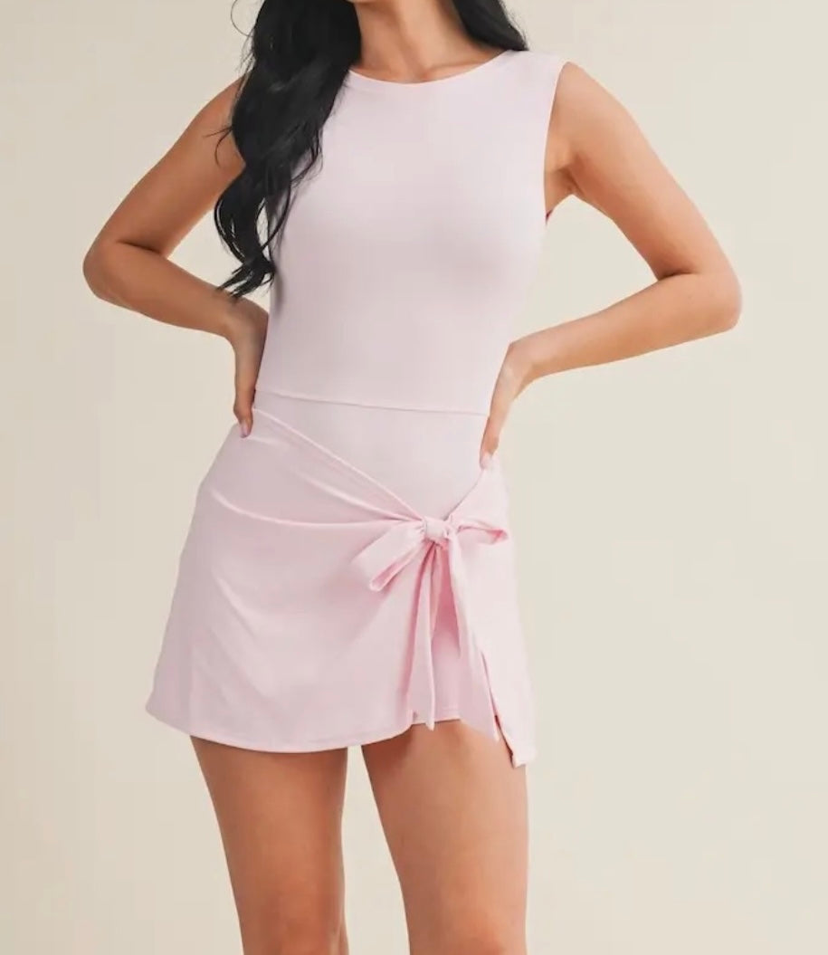 Light Pink Sleeveless Wrap Tie Front Dress