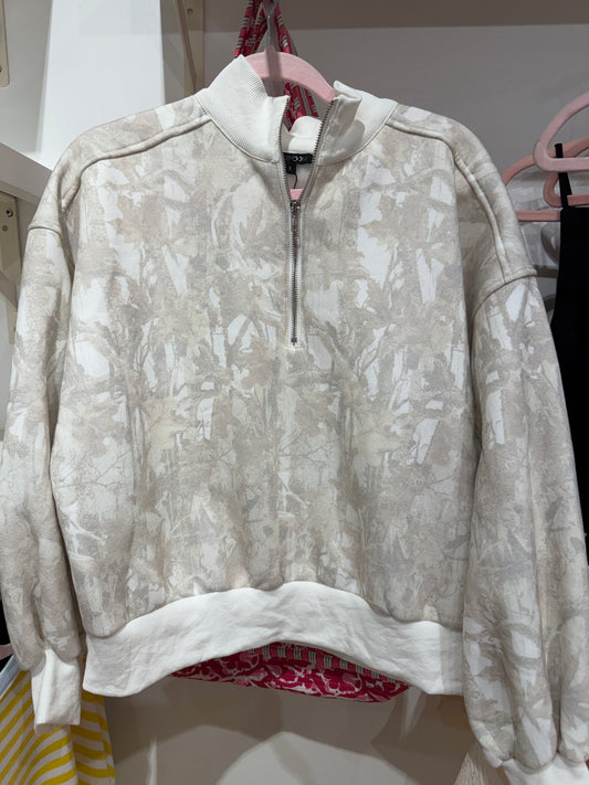 Camo Zip Up Collared Sweater