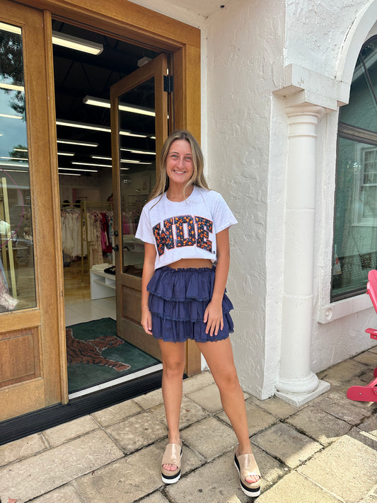 Lacy Navy Ruffle Skort