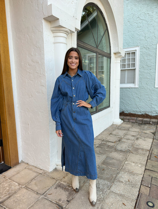 Rae Dress in denim blue