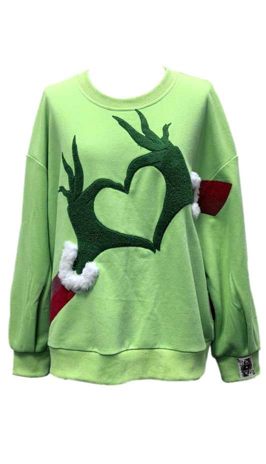 Queen Of Sparkles  Green Grinch
Heart Hands Sweatshirt