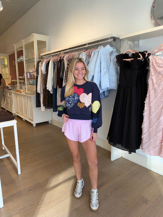 Queen Of Sparkles Navy Multi
Embroidered Hearts Sweatshirt