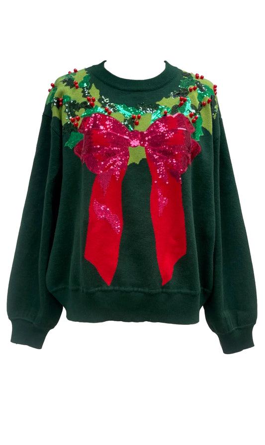 Queen Of Sparkles Dark Green & Red Wreath Around Neck
Sweater