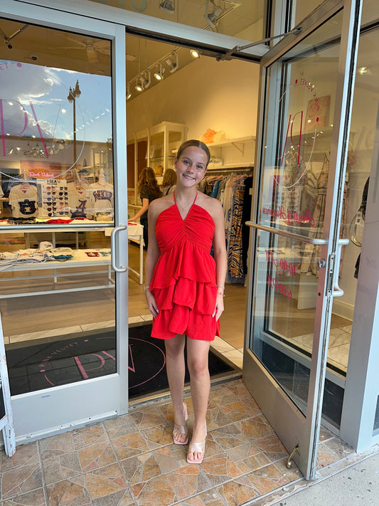 The Miranda Dress in Scarlet