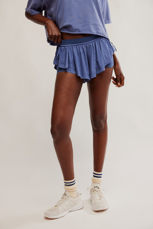 Free People Tempo Flow Shorts in Blue Indigo