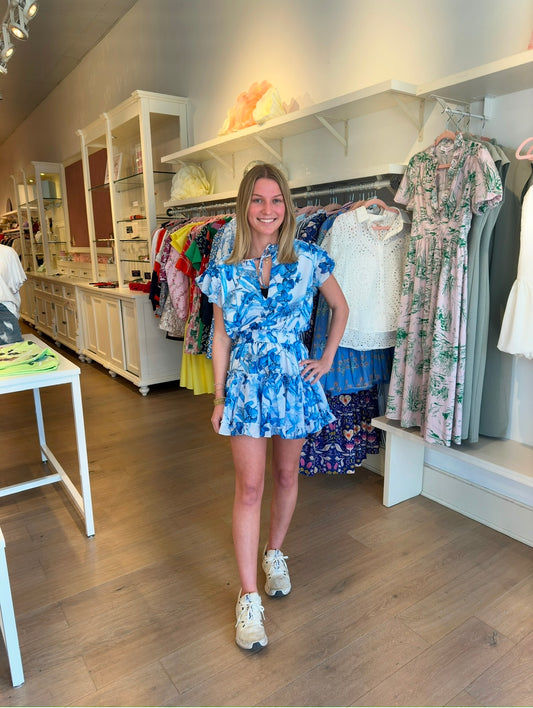 The Monet Dress in Blue Jungle
