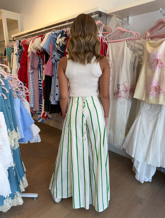The Adair Pants in Kelly green stripe