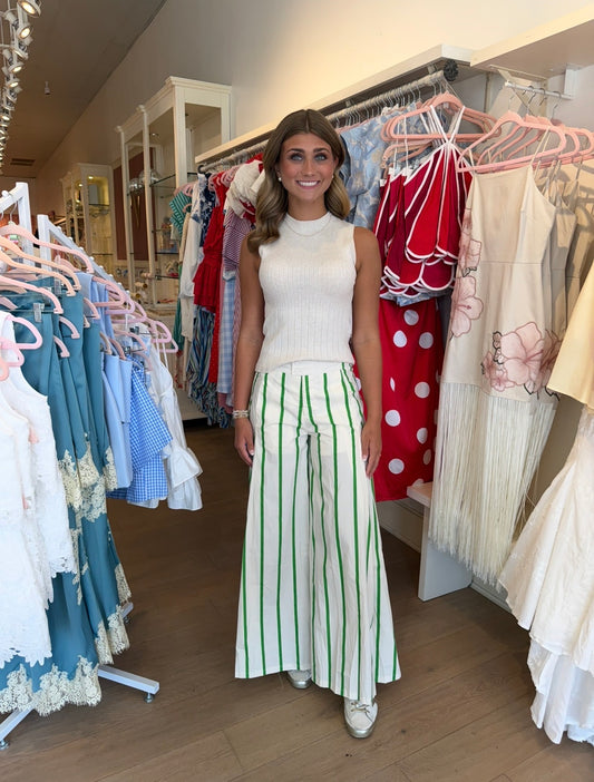 The Adair Pants in Kelly green stripe