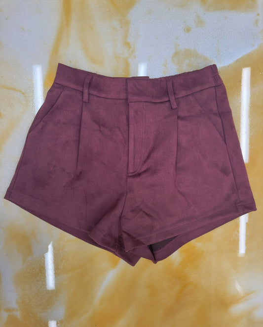 Sammy Suede Shorts Maroon