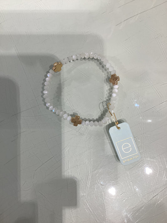 Enewton Signature Cross Gold 4mm Gemstone Bracelet - Mother of Pearl