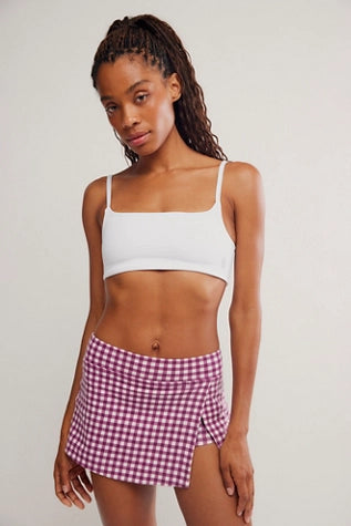 Free People Printed Hot Shot Mini Skort in Black Cherry