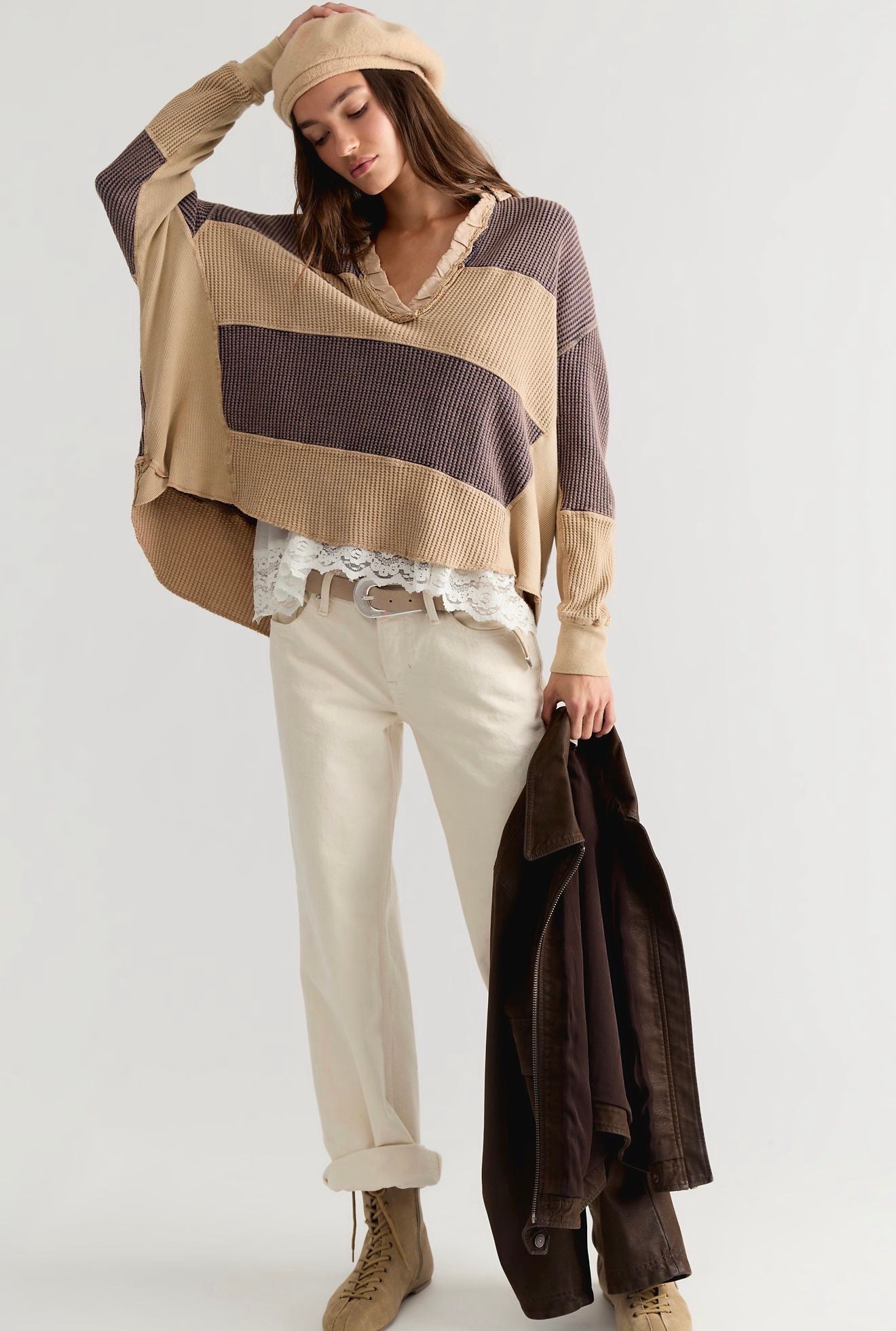Free People Rainn Thermal in Neutral Combo