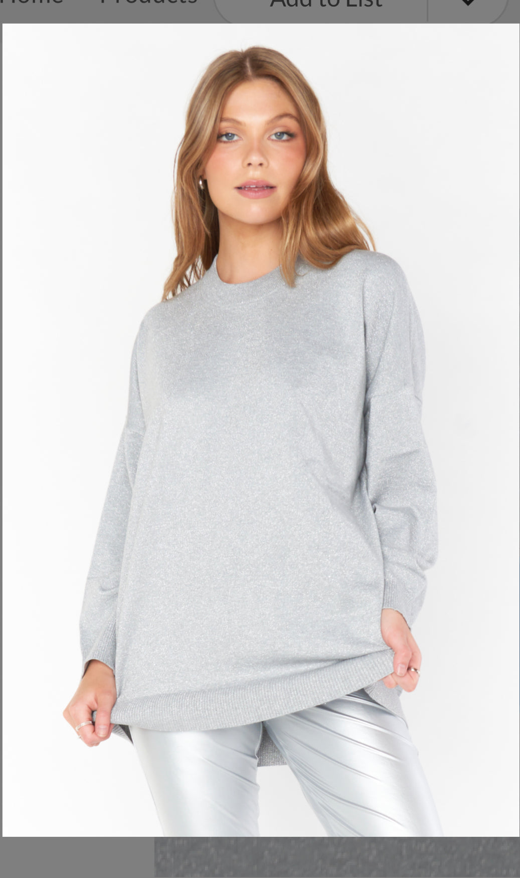 Show Me Your MuMu Classic Crewneck Sweater in Silver Metallic Knit