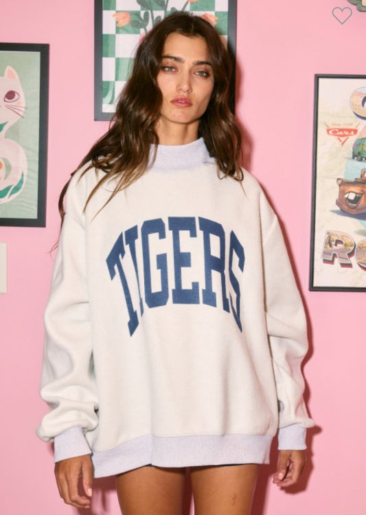 PREORDER (8/29) The Reversible Sweatshirt is grey with blue writing