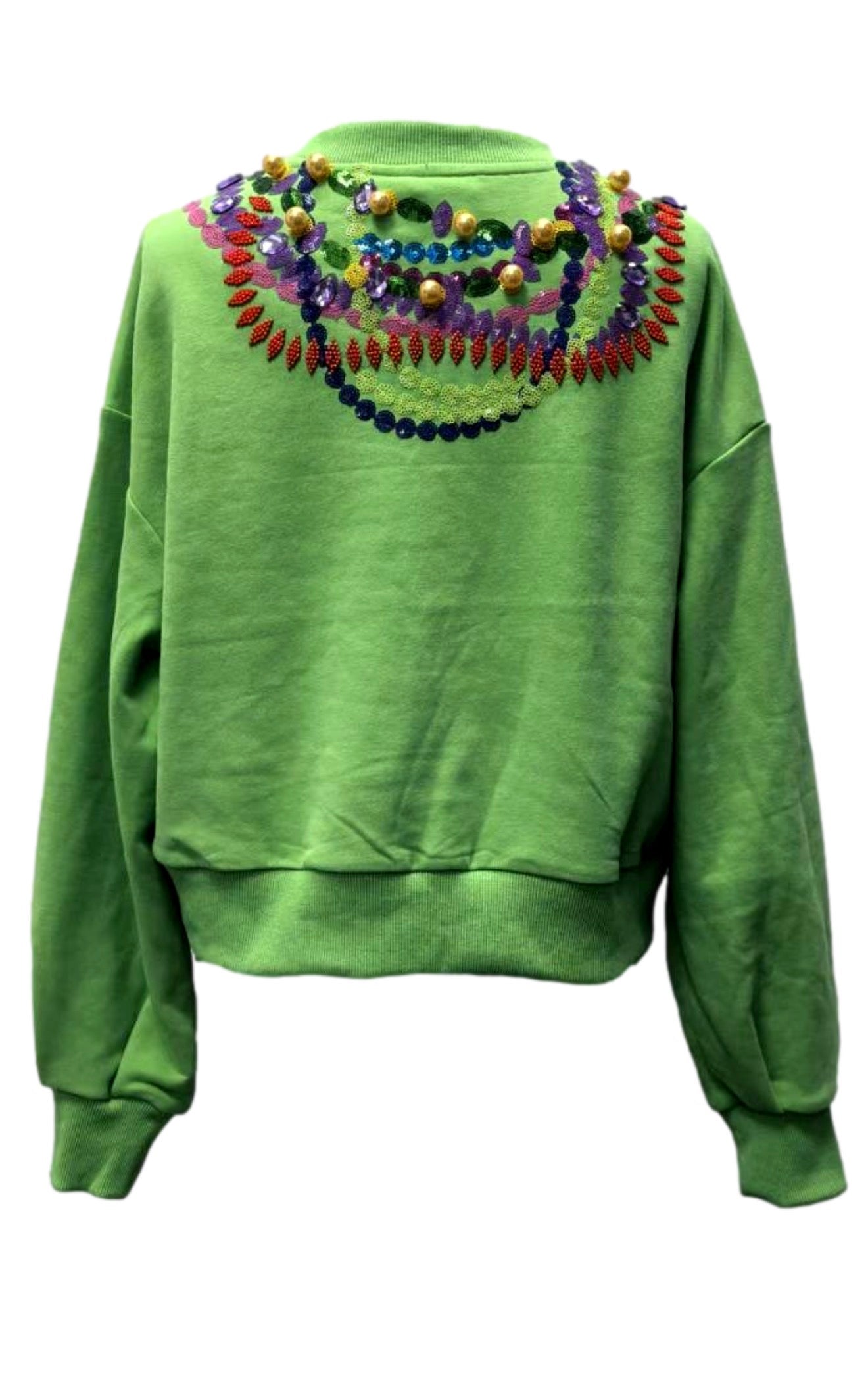 Queen of Sparkles Bright Green Queen Mardi Gras Beads Sweatshirt