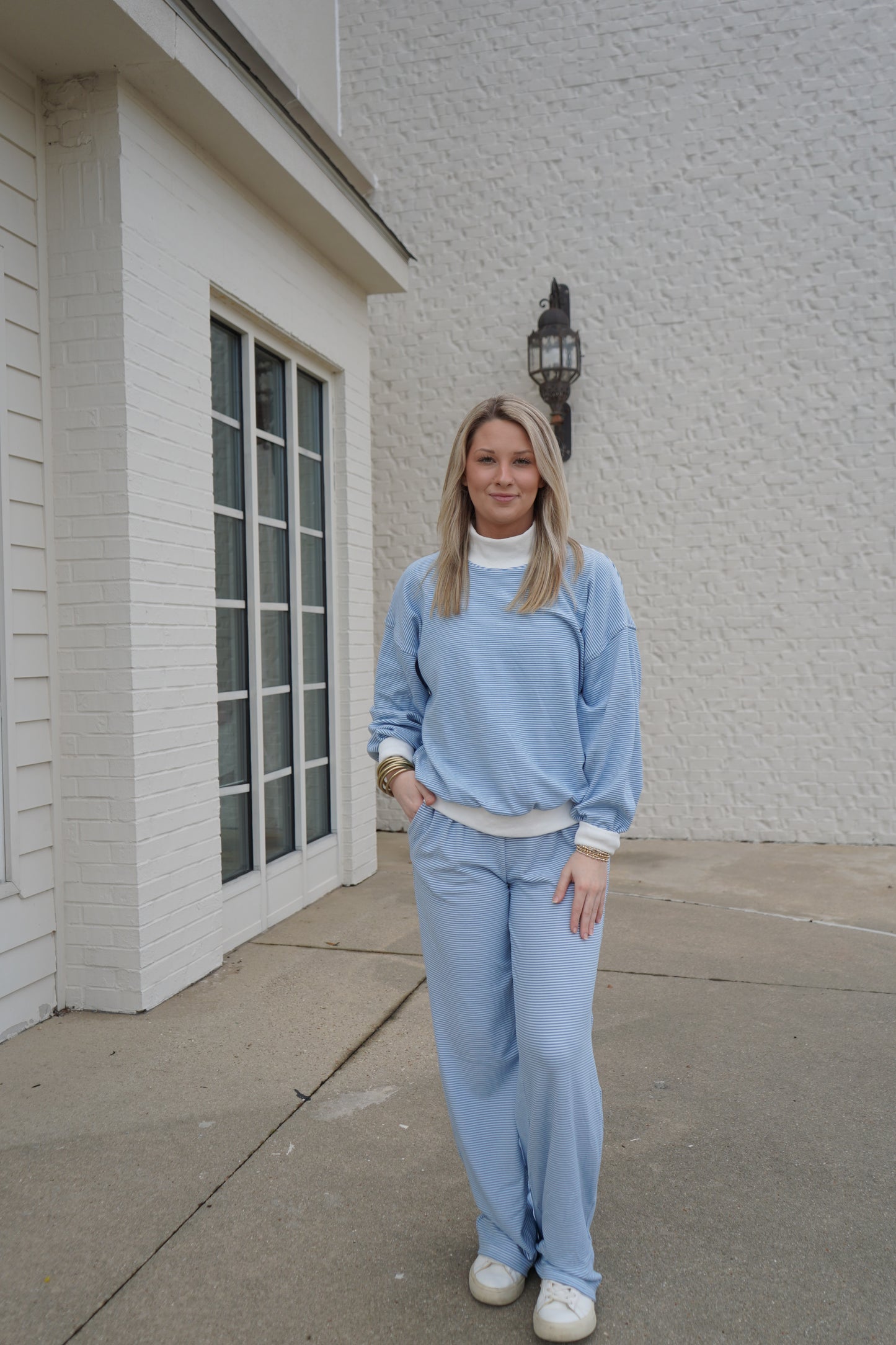 The Clarice Set in blue stripe
