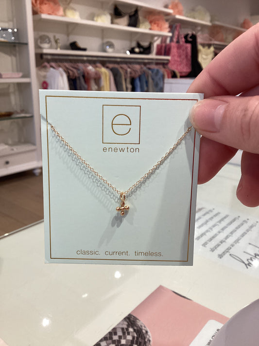 Enewton 16” Necklace Gold - Classic Beaded Signature Cross Small Gold Charm