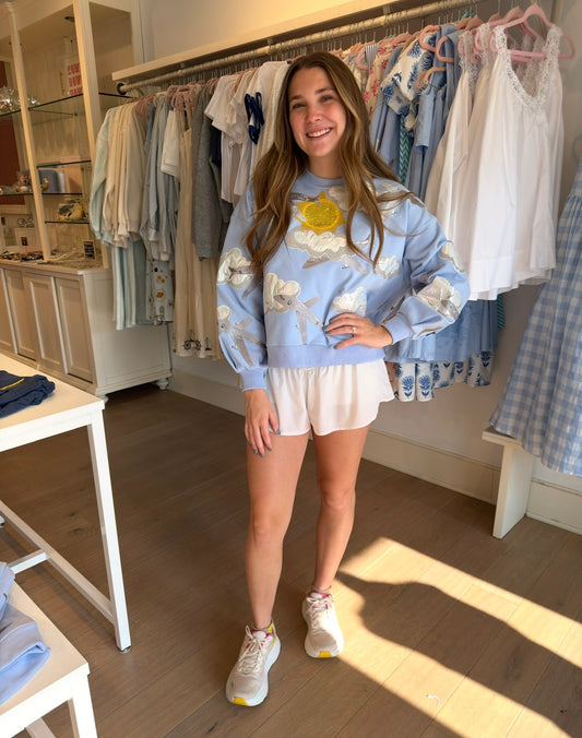 Queen Of Sparkles Blue Airplanes in Sky Sweatshirt