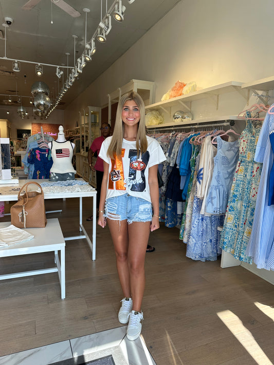 Queen of Sparkles licensed Auburn metallic icon tee