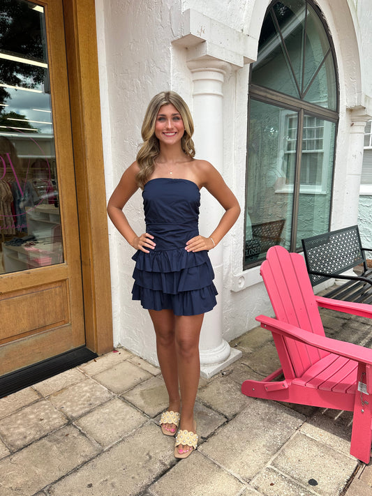 The Natalia Romper Dress in Navy