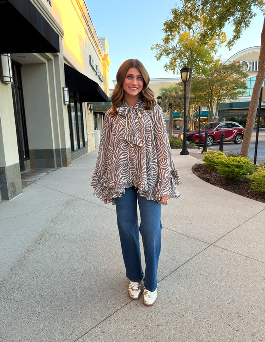 The Frannie top in zebra print