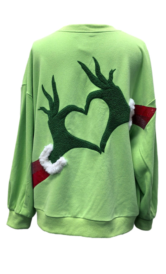 Queen Of Sparkles  Green Grinch
Heart Hands Sweatshirt