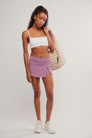 Free People Printed Hot Shot Mini Skort in Black Cherry