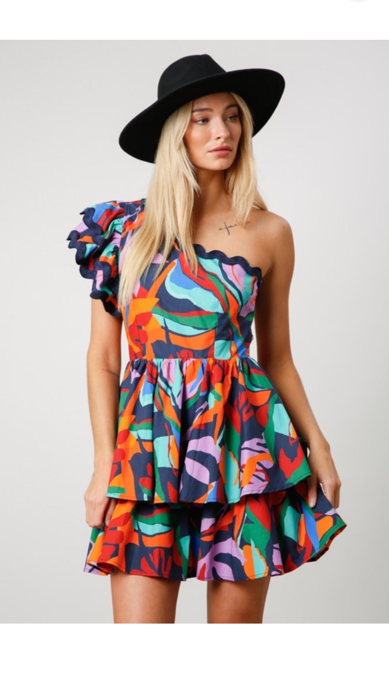 The Ada Ruffle Dress with Piping