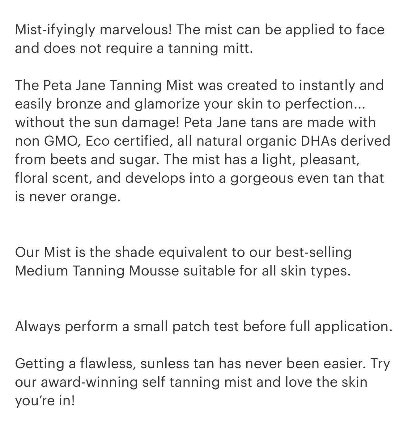 PETA JANE TANNING MIST