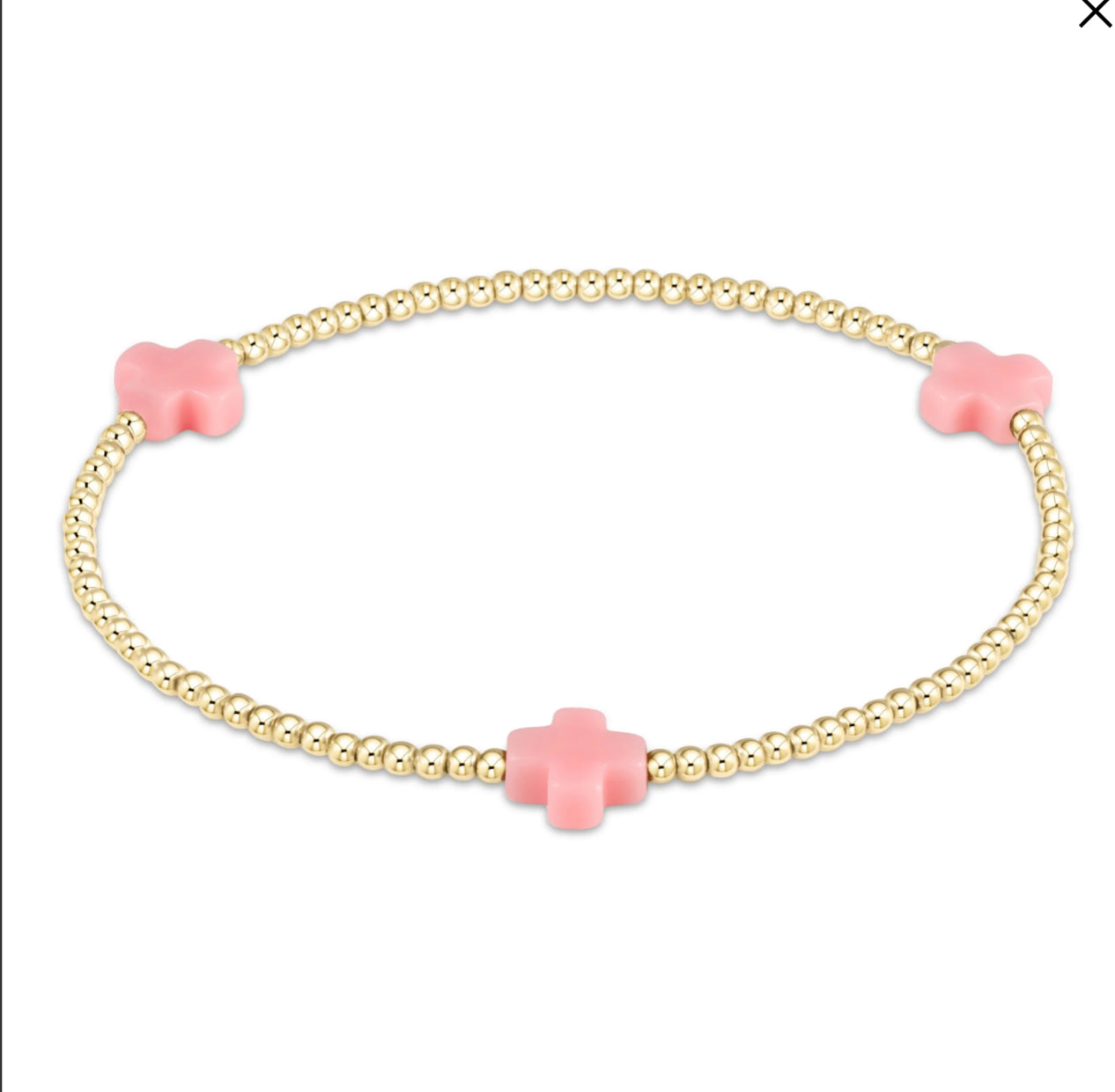 SIGNATURE CROSS GOLD PATTERN 2MM BEAD BRACELET - pink