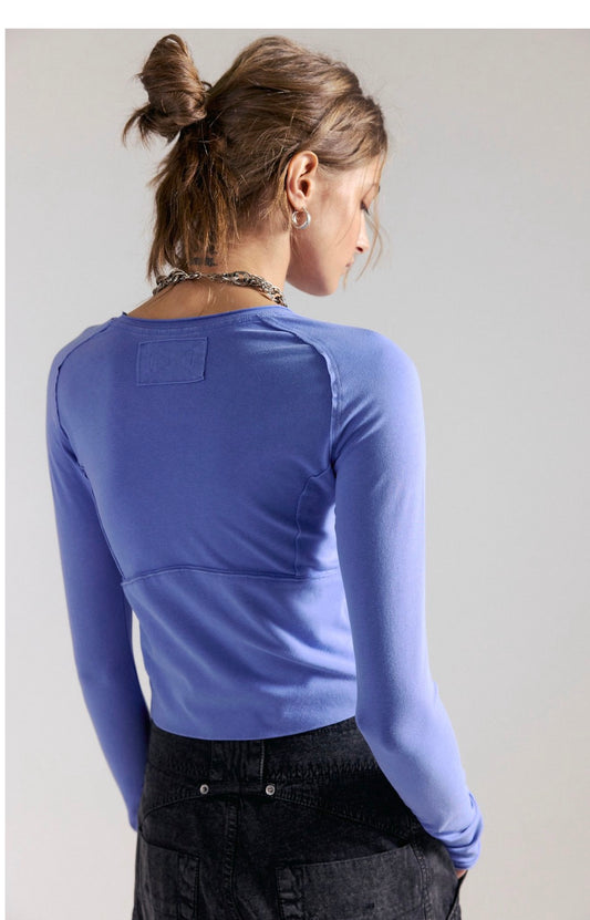 Free People PROTAGONIST Long sleeve in CORNFLOWER BLUE