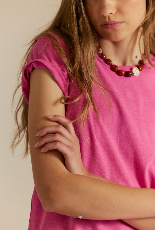 Free People Nova Tee in Hibiscus Pink