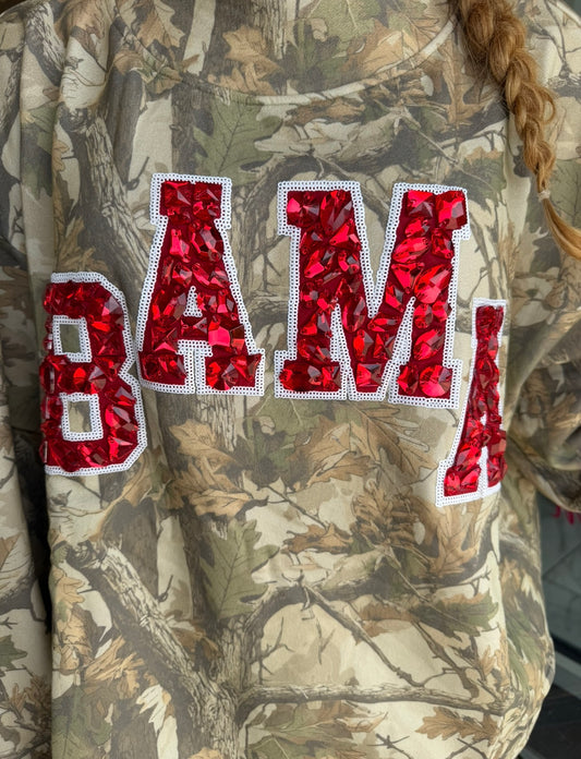 Queen Of Sparkles Licensed Bama Mockneck Camo Sweatshirt University Of Alabama