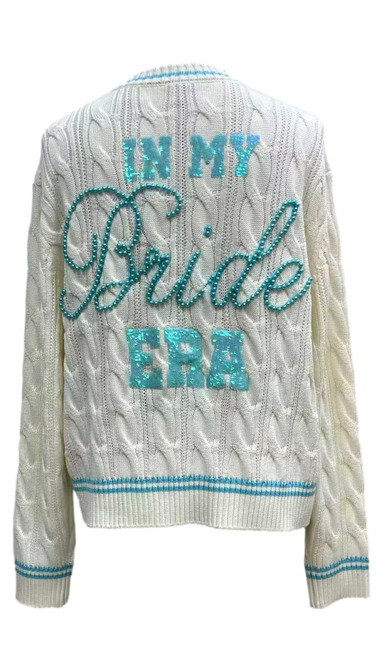 Queen Of Sparkles White & Blue
'In My Bride Era' Sequin & Pearl Button Up Cardigan