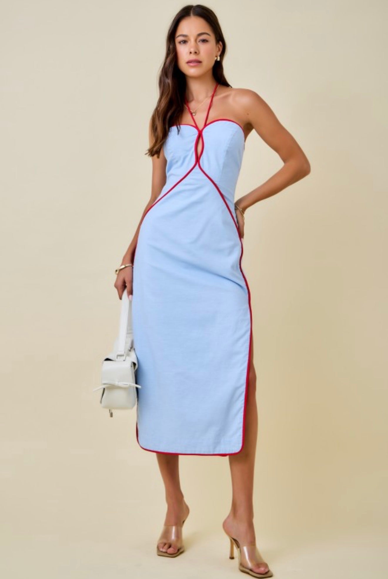 The Swayze Dress in powder blue